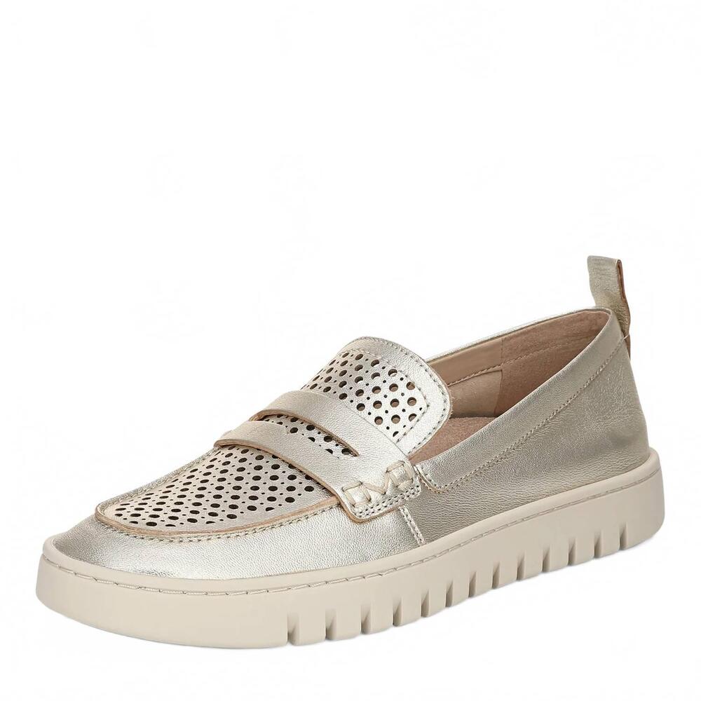 NEW VIONIC women's uptown perf loafer in gold leather